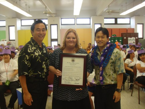 Board Member of Lanikila, Lanikila TLC Director Dawn Burgener, and Rep. Jon Riki Karamatsu