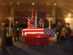 U.S. Senator Daniel K. Inouye lying in state at the Hawaii State Capitol.
