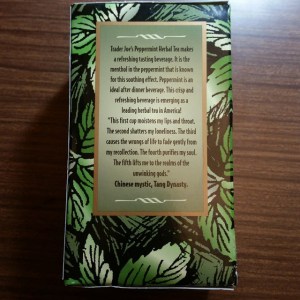 Trader Joe's Peppermint Herbal Tea.