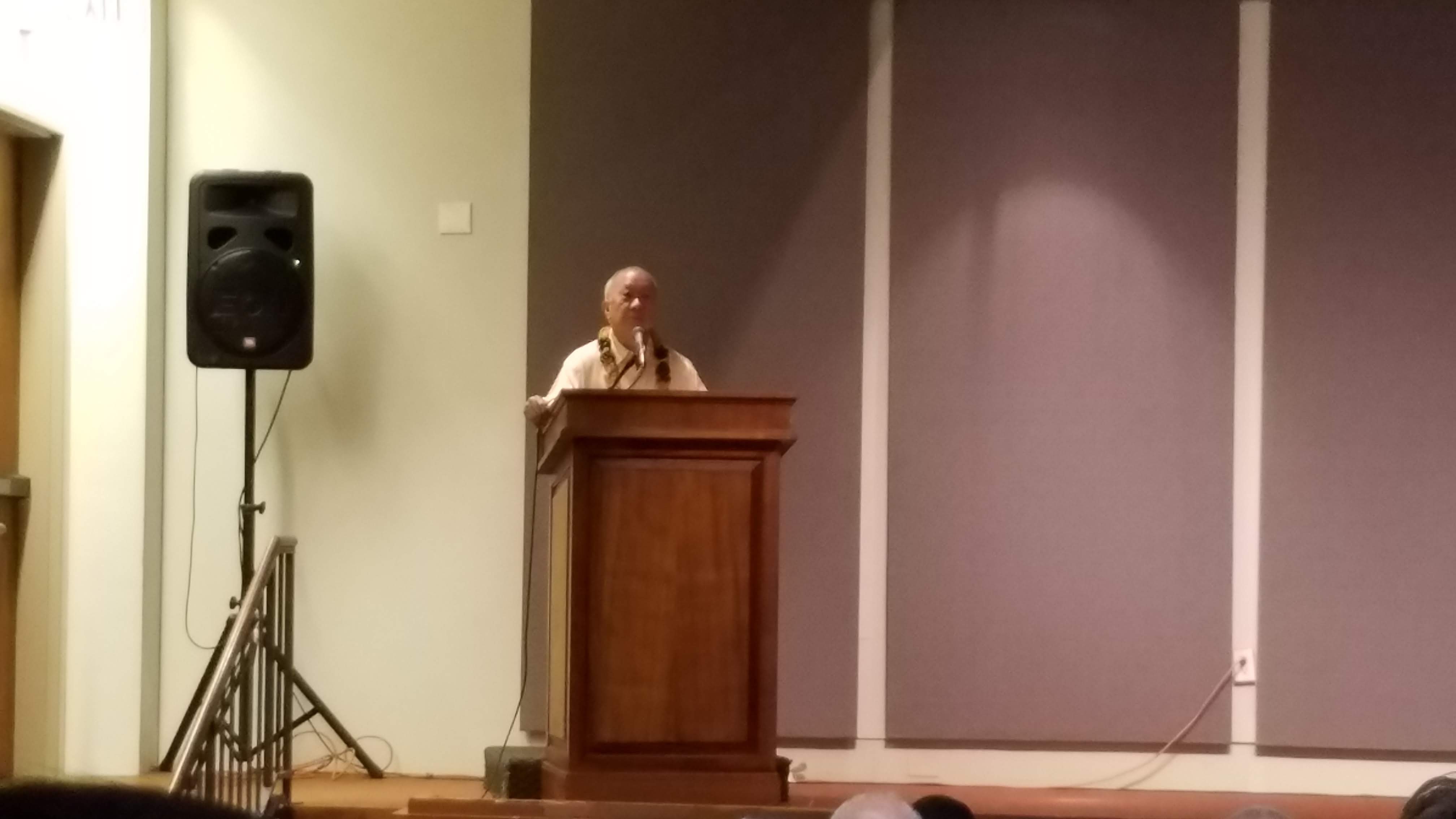 Speaker Emeritus Calvin K.Y. Say speaking at the 6th Bioeconomy & Innovation Forum at the Hawaii State Capitol on February 25, 2020.