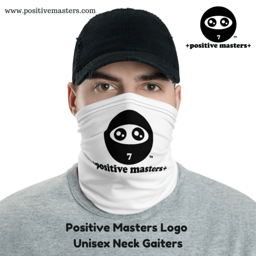 The Positive Masters Logo Unisex Neck Gaiter is a versatile accessory that can be used as a face covering, headband, bandana, wristband, and neck warmer. 