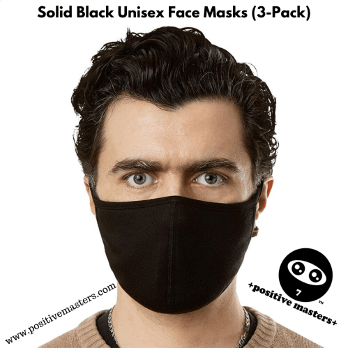 +positive masters+ Solid Black Unisex Face Masks (3-Pack)⁠